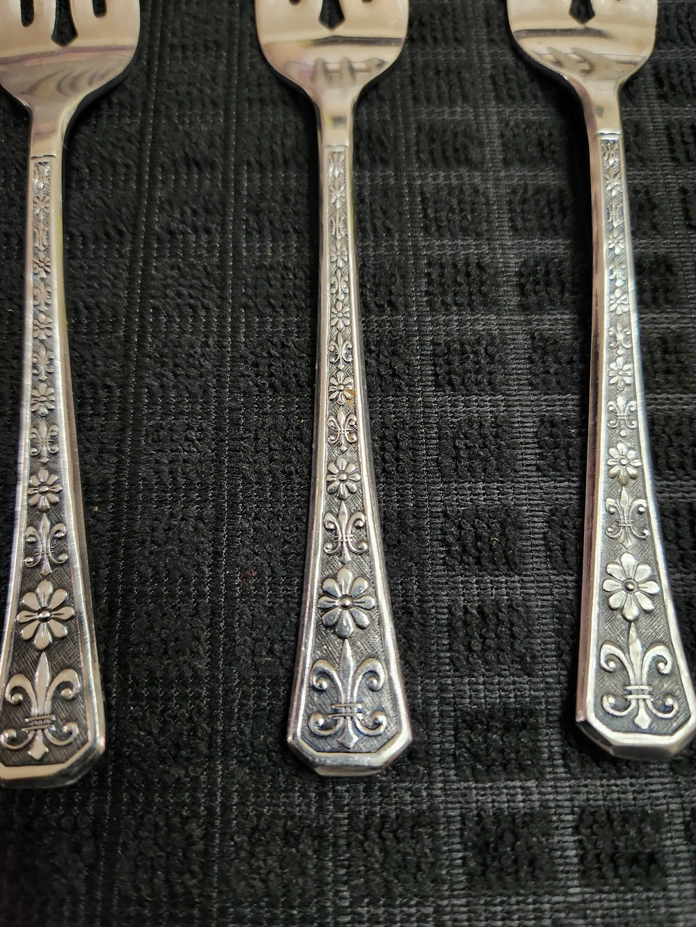 3 Japanese 1960s Flower Floral Interpur Florenz Stainless Steel Dinner Forks